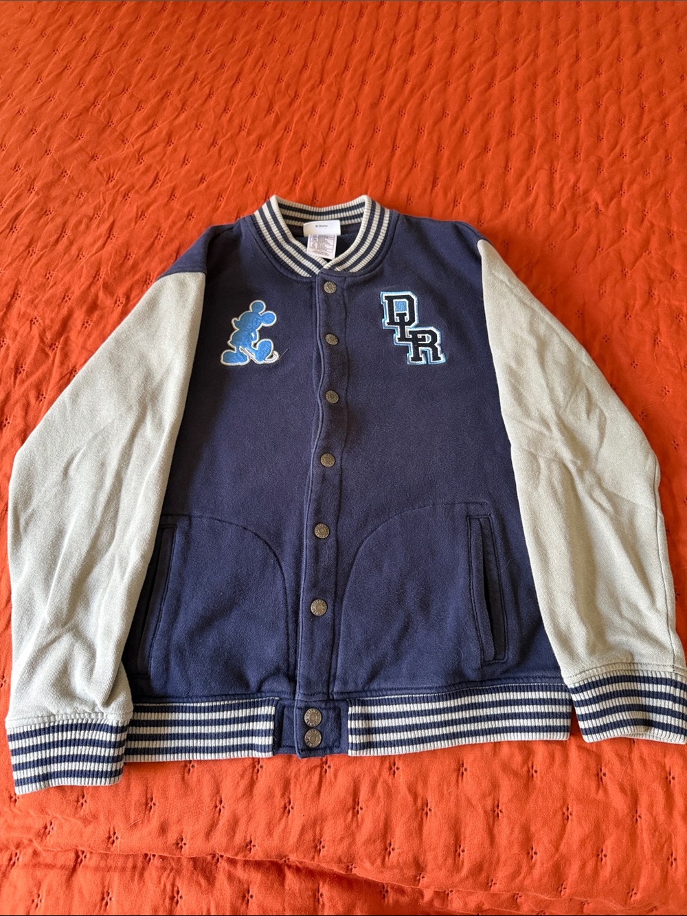 Disney Navy and Light Gray Kids Varsity Jacket with Appliqués